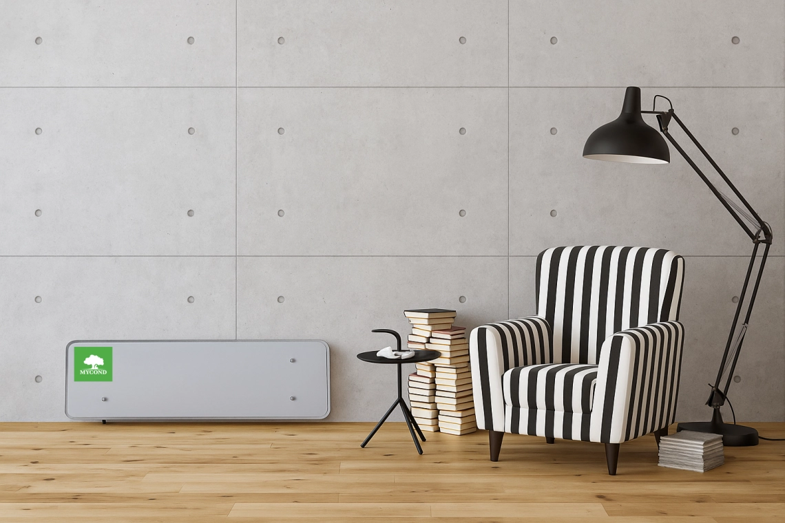 Елегантен модерен вентилаторен конвектор, подобряващ ефективността на климатизацията.