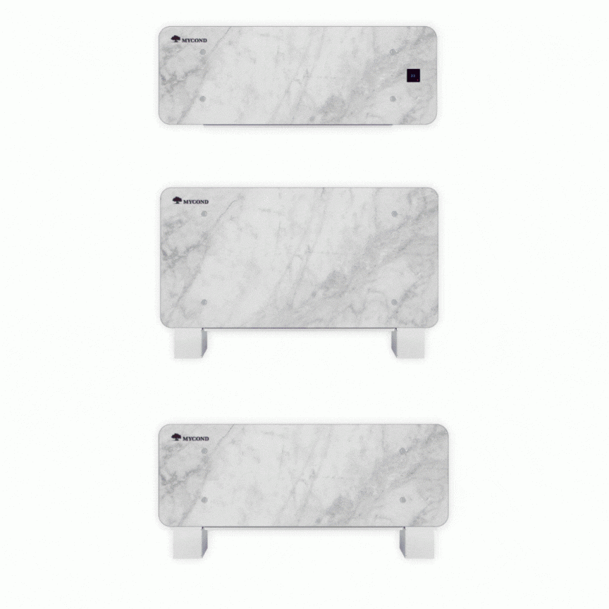 MyCond Silver Glass Wall Модерен стенен вентилаторен конвектор в дизайн от сребристо стъкло.