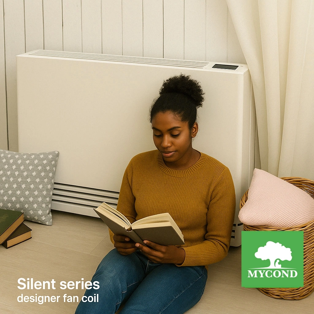 Илюстрация на вентилаторни конвектори Silent Series за тих и ефикасен домашен комфорт.