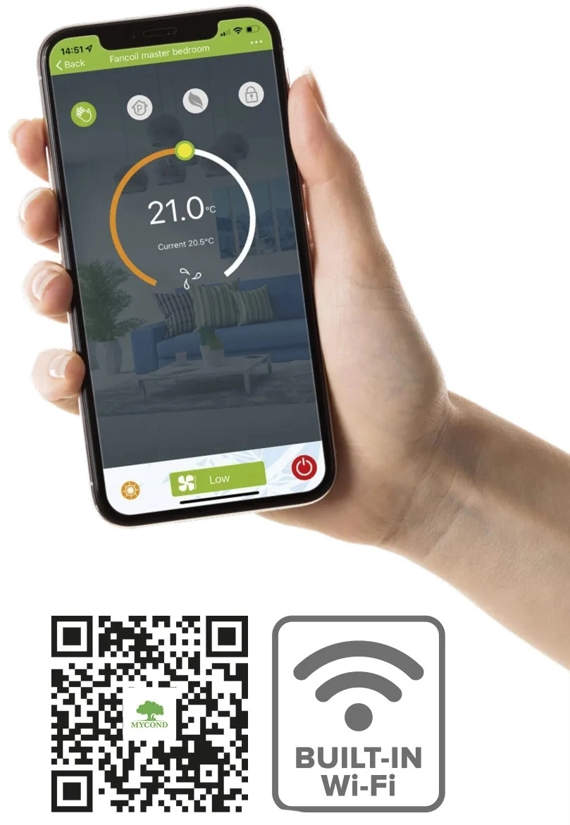 Сребърно-стъкленият вентилаторен конвейер подобрява контрола на климата в дома.