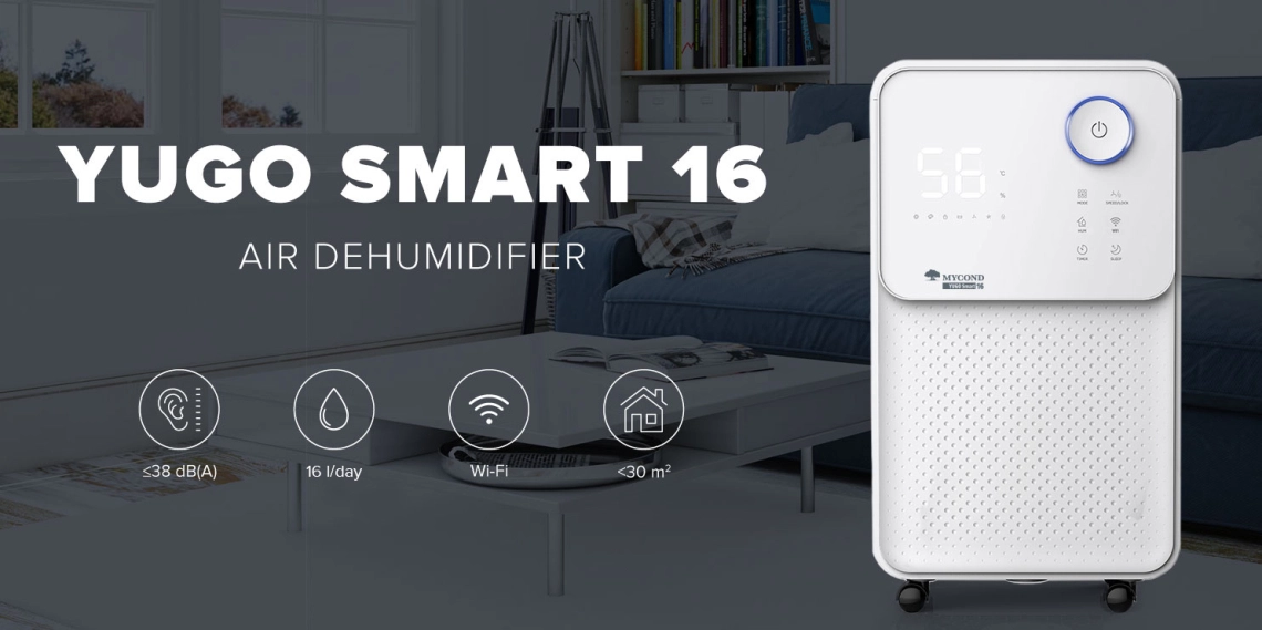 YUGO Smart 16 Компактен влагоабсорбатор с тиха работа и висока ефективност.